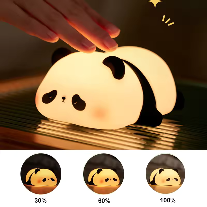 Cute Panda Night Light Silicone Touch Lamp – Kids Sleep Room Decor